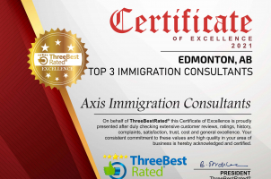 Certificate of Excellence 2021 - Axis Immigration Certificate of Excellence 2021 - Axis Immigration
